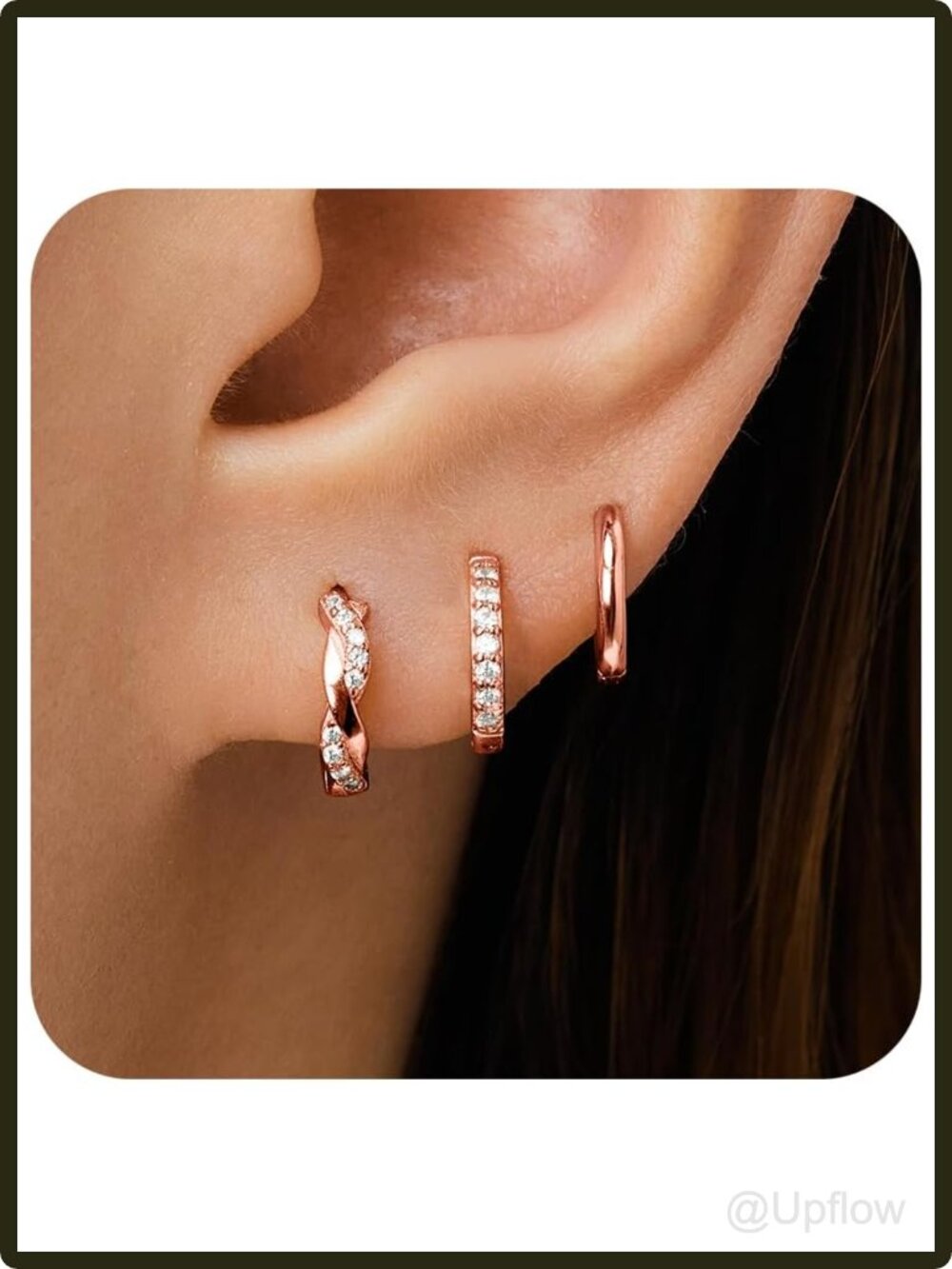 Women's Sterling Silver Huggie Hoop Earrings Set 14K Gold Plated Hypoallergenic